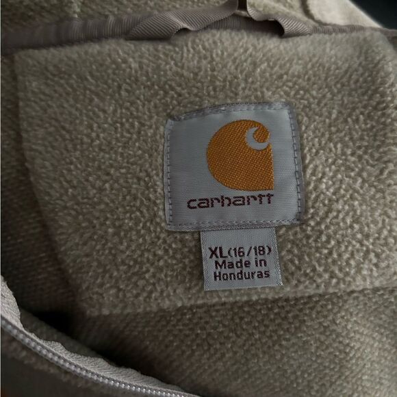 Men's Carhartt Full Zip Hoodie SZ XL Tan Embroidered Basic Workwear Fleece - Picture 3 of 8